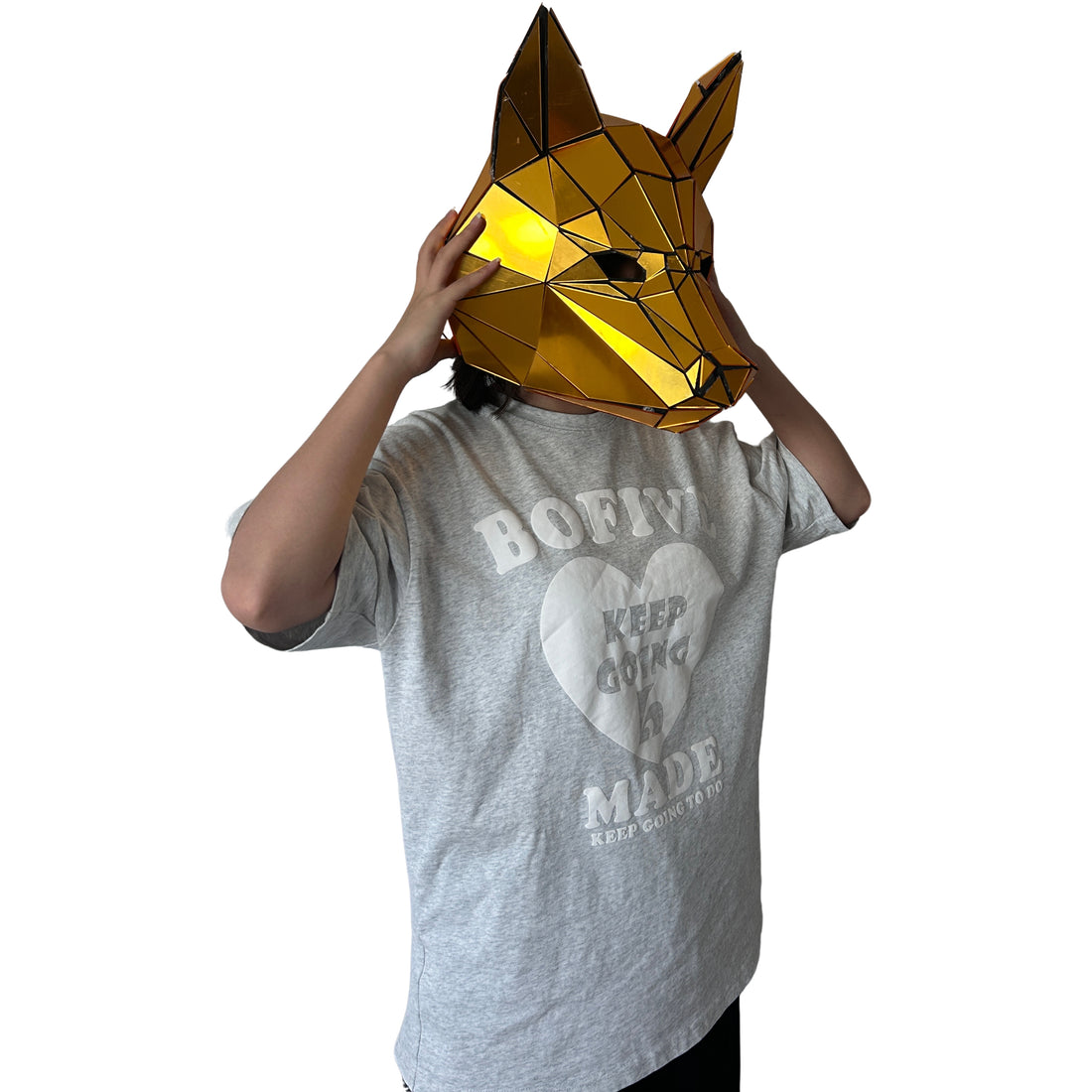 Hot Sale Golden Mirror Full Head DJ Mask Helmet Ballroom Performance Wear-Animal Mask with Mirror Man Design