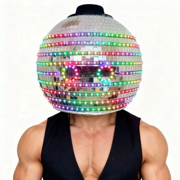 LED Mirror Disco Ball Helmet – Sparkling Headwear for Parties, Weddings, Christmas, Clubs, KTV, DJ & Nightlife Events