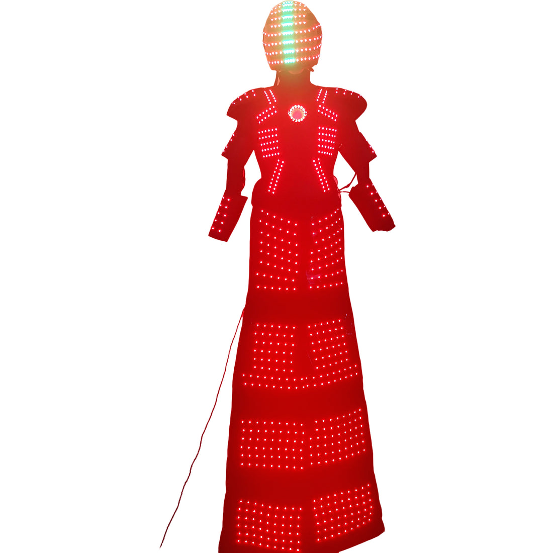Disfraz de robot caminante con zancos LED