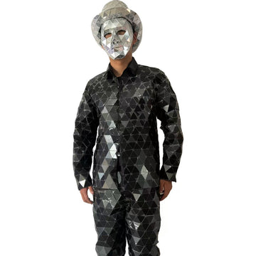 Hat &Mask Mirror Fragmented Costume Set Ideal for Carnival & Themed Gatherings