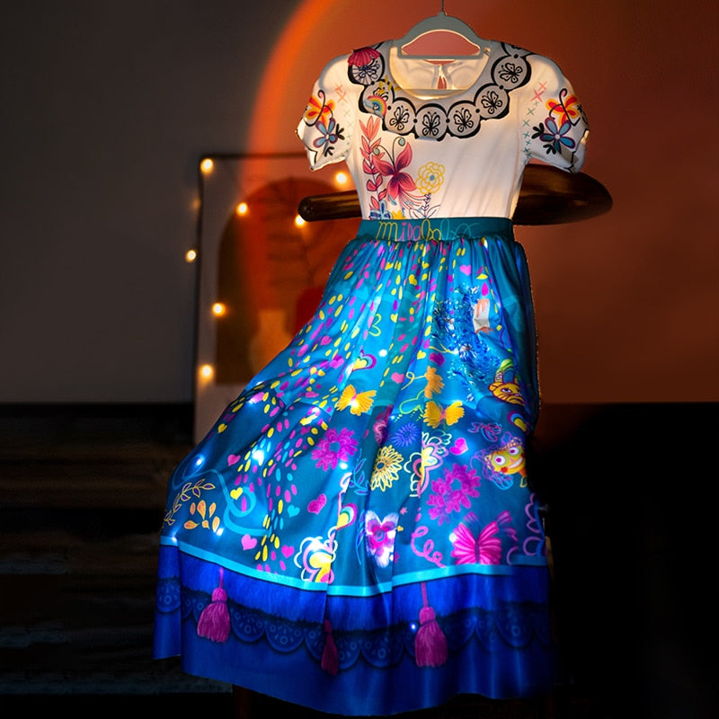 Encanto Mirabel Princess Vestido con luces LED para niñas