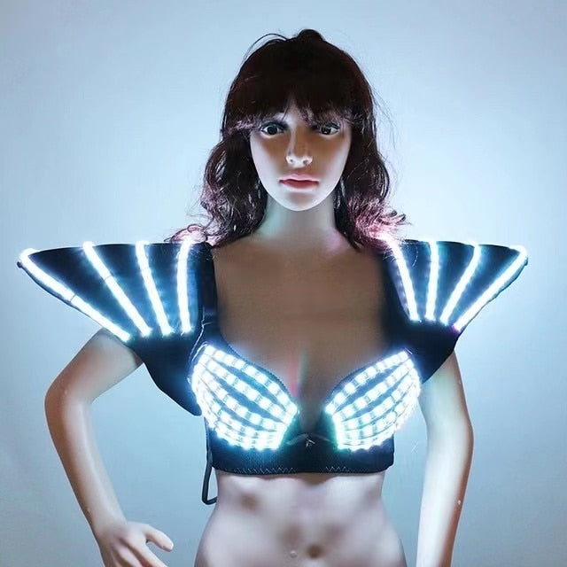 LED Bra Colorful Shoulder Dance Light-up Costumes Suit