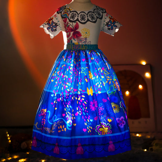 Encanto Mirabel Princess Vestido con luces LED para niñas