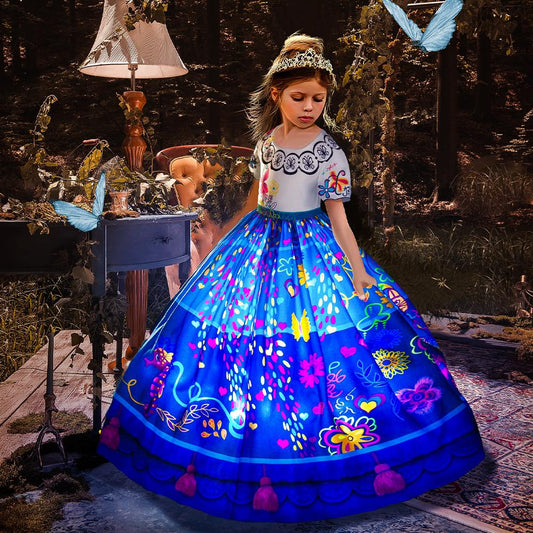Encanto Mirabel Princess Vestido con luces LED para niñas