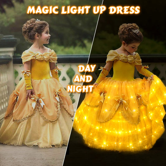 Vestido de princesa Bella con luz LED para niña