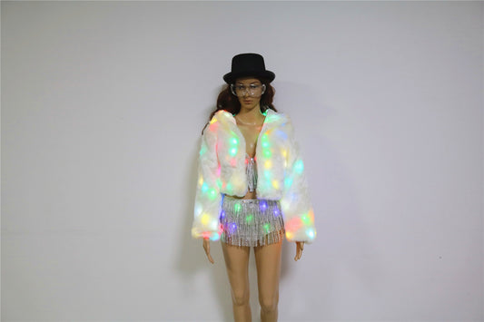 Disfraz LED para mujer Conjunto de pantalones cortos con sujetador luminoso