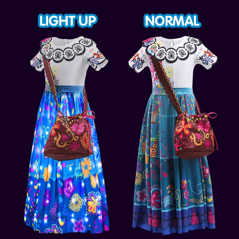 Encanto Mirabel Princess Vestido con luces LED para niñas