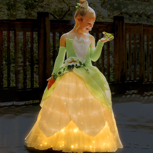 Vestido con luces LED para niñas Tiana Princess