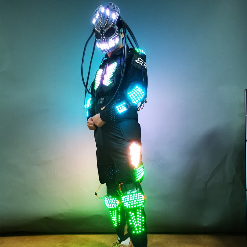 Disfraz LED brillante con casco
