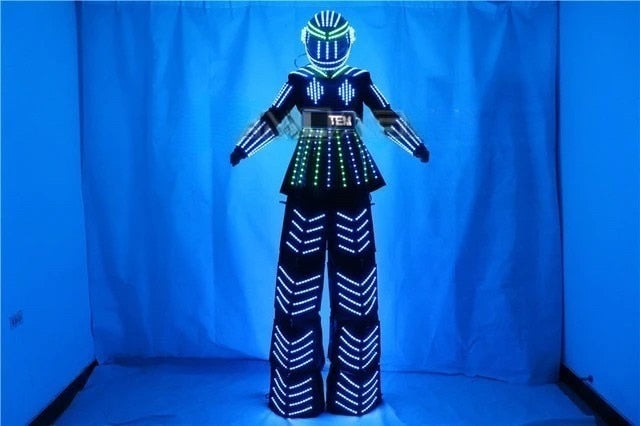 Vestido de falda femenina de traje de robot LED