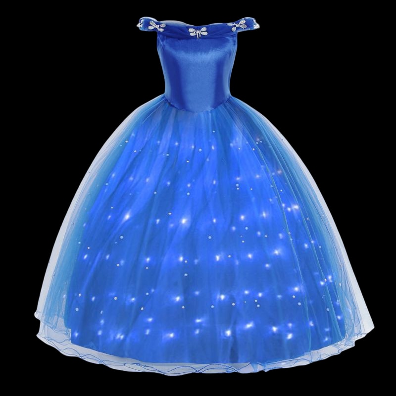 Vestido de princesa Cenicienta con luz LED para niñas para fiesta de cumpleaños de Navidad