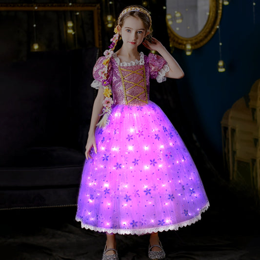 Vestido con luz LED de princesa Rapunzel enredados