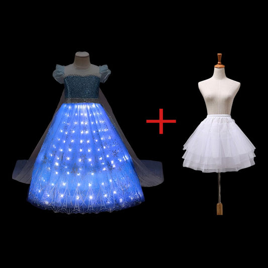 Vestido con luces LED Frozen Princess Elsa para niñas y niños