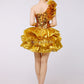 Women dance DS costume gold silver lighting sequins sexy dress