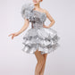 Women dance DS costume gold silver lighting sequins sexy dress