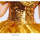 Women dance DS costume gold silver lighting sequins sexy dress