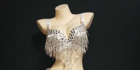 Vestido de bailarina latina Diamond Jazz de cristal cosido a mano