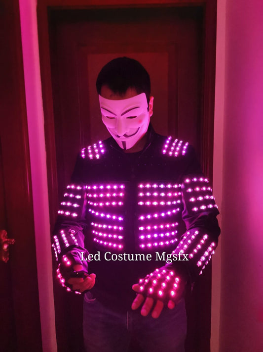 RGB LED ライトジャケット/DJ LED コスチューム LED ライトアップドレス発光ジャケットナイトクラブスーツ