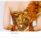 Women dance DS costume gold silver lighting sequins sexy dress