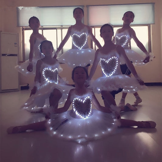 Nuevo traje de baile de ballet para niñas con luces LED para niños 