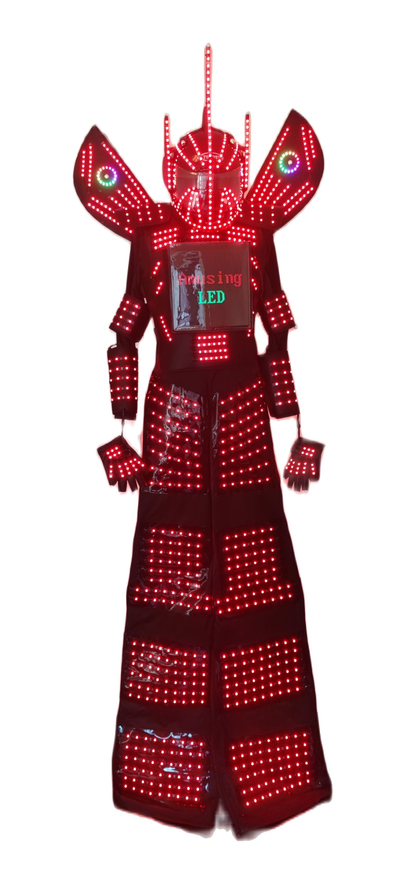 Disfraz LED Robot Stilts Walker con pantalla