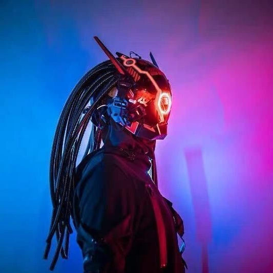 LED Full Face Cosplay Interestelar Soliders Warriors Futuristic Punk Máscara