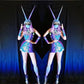 Woman Sexy Blue Mirror Dress Gogo Dance Performance Clubwear Party Copslay Fashion Costume