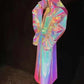 Reflective Rave dj lady gaga show music Festival singer Luminous fabric Laser Colours Leather Design Trench coat