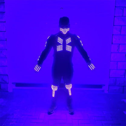 Led 衣装スーツダンス DJ 発光鎧ナイトクラブバーライトマスク手袋膝パッド