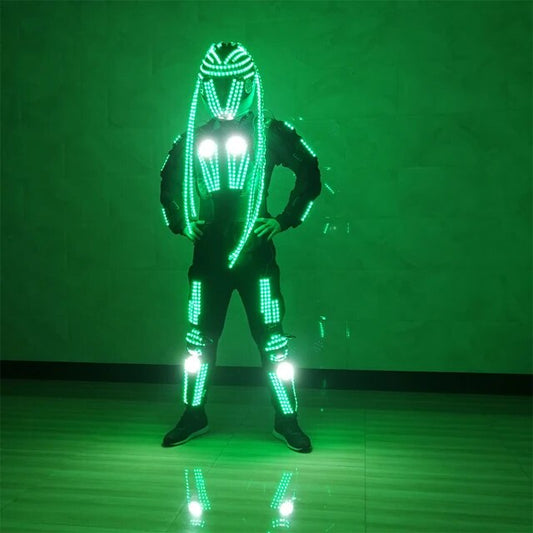 RGB Control remoto Led intermitente Robot trajes armadura luminosa club nocturno Bar espectáculo de luces casco