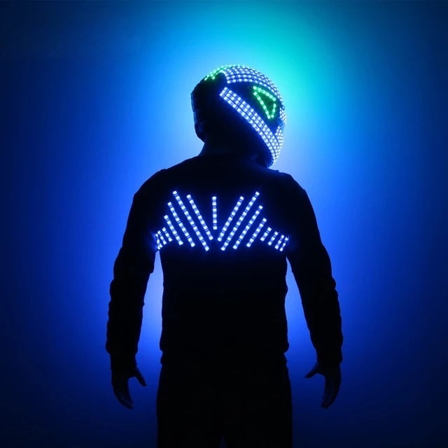 Night DJ Fluorescent Strobe Helmet Costumes Suitable For Stage Performance