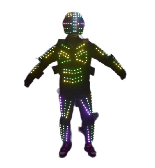 Casco etapa baile armadura luminosa RGB full colo led robot disfraz club nocturno bar espectáculo de luces ropa de baile mecánico