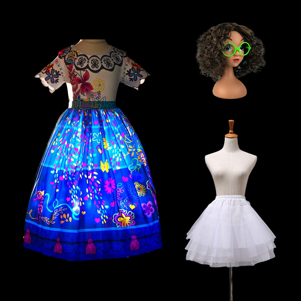 Encanto Mirabel Princess Vestido con luces LED para niñas