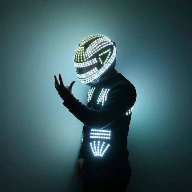 Night DJ Fluorescent Strobe Helmet Costumes Suitable For Stage Performance
