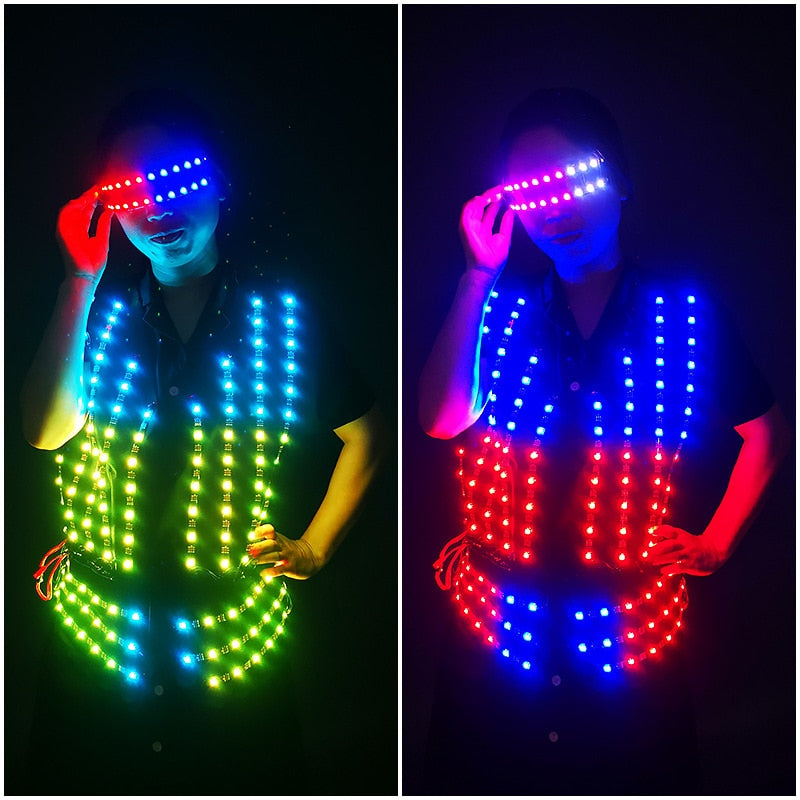 LED Light Up Vest Costumes Luminous Dance For Men Women Light Up Vest