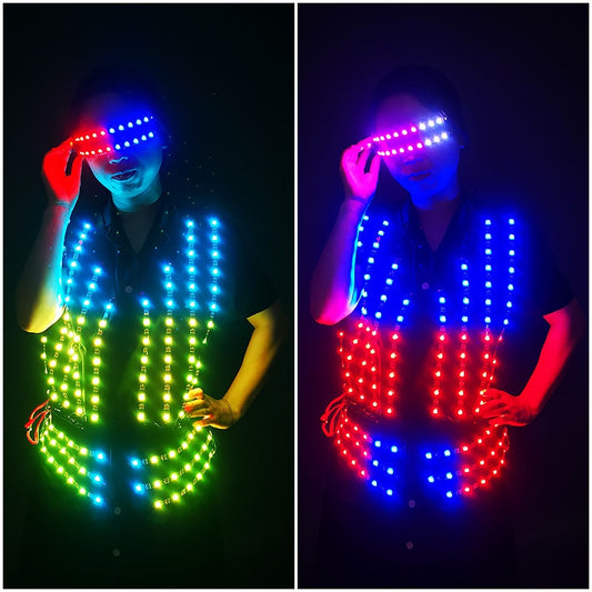 LED Light Up Vest Disfraces Baile luminoso para hombres Mujeres Light Up Vest