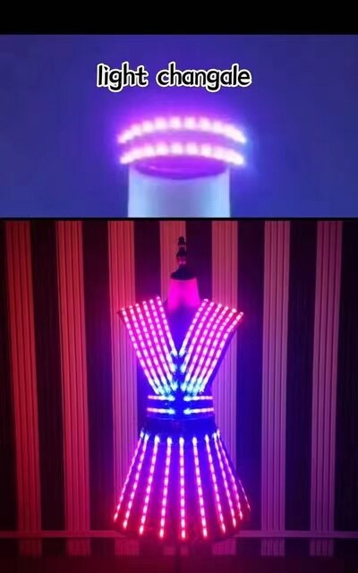 Vestido con luz arcoíris