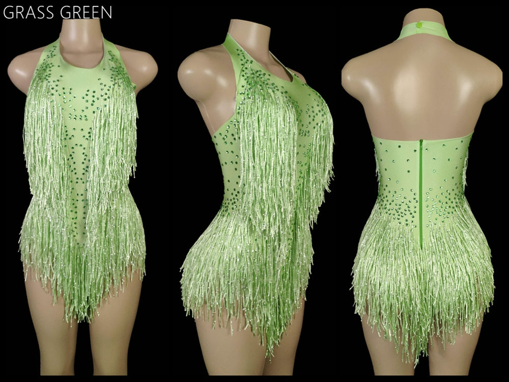 Sexy Tassel Leotard Jazz Dance Costume