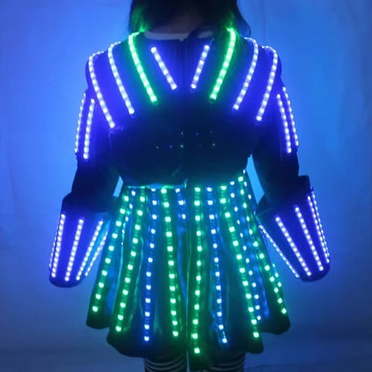 Vestido de baile de rendimiento de escenario de falda LED a todo color