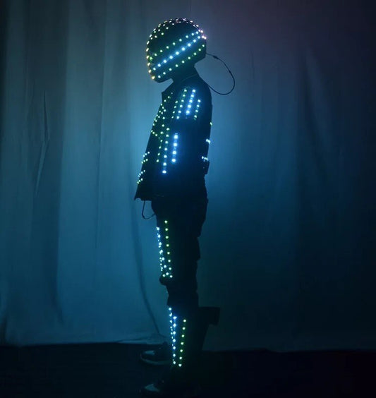 Traje de baile de robot luminoso led colorido 
