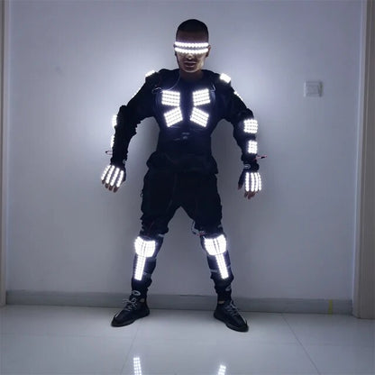 Nuevo diseño Flashing Laser Led Armor Disfraces Gafas Guantes