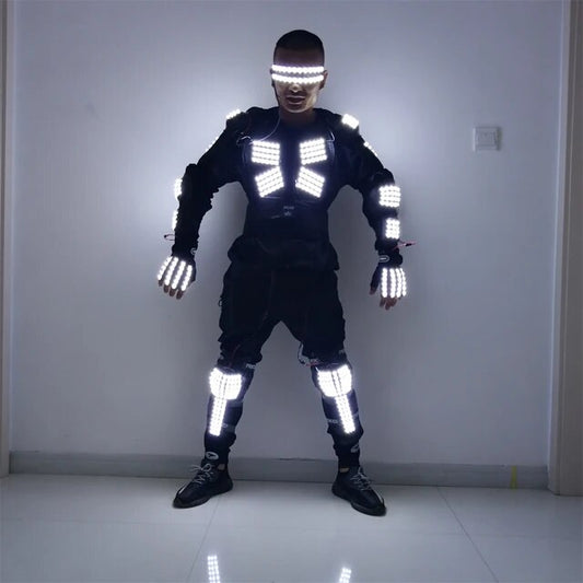 Nuevo diseño Flashing Laser Led Armor Disfraces Gafas Guantes