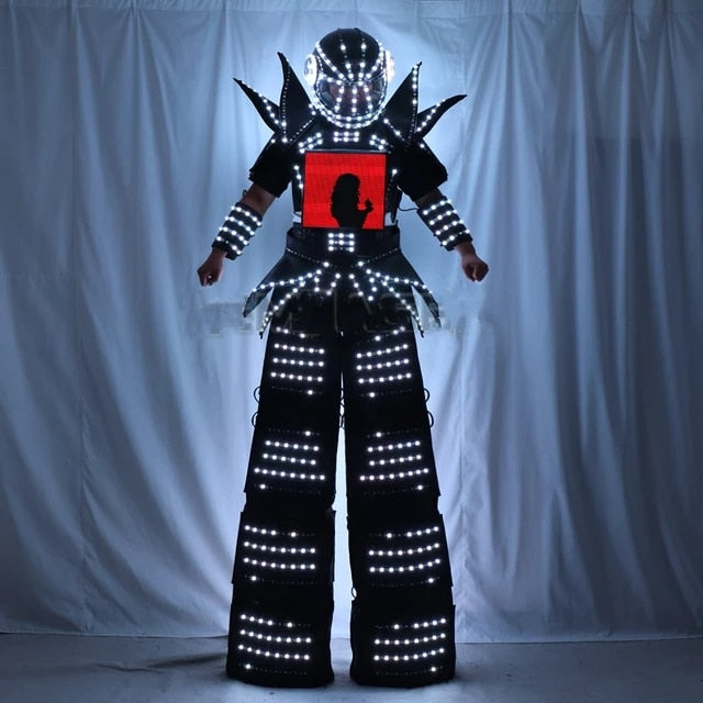 フルカラースマートピクセル LED ロボットスーツ衣装服竹馬ウォーカー衣装 LED ライト発光ジャケットステージダンスパフォーマンス