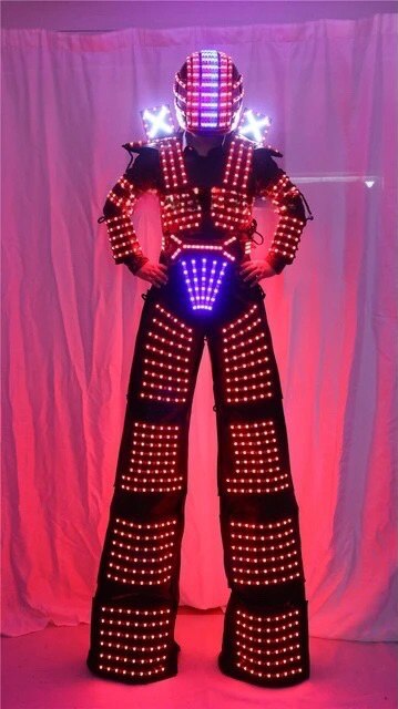 Disfraz de robot con luz LED, evento de ropa, disfraz de kryoman, disfraz de robot led
