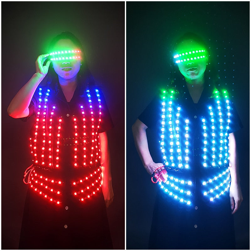 LED Light Up Vest Costumes Luminous Dance For Men Women Light Up Vest ...