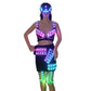 Traje LED a todo color Mujer sexy Vestido luminoso Baile en barra Ropa brillante Trajes de stripper enmascarados DJ DS Trajes de sujetador iluminados