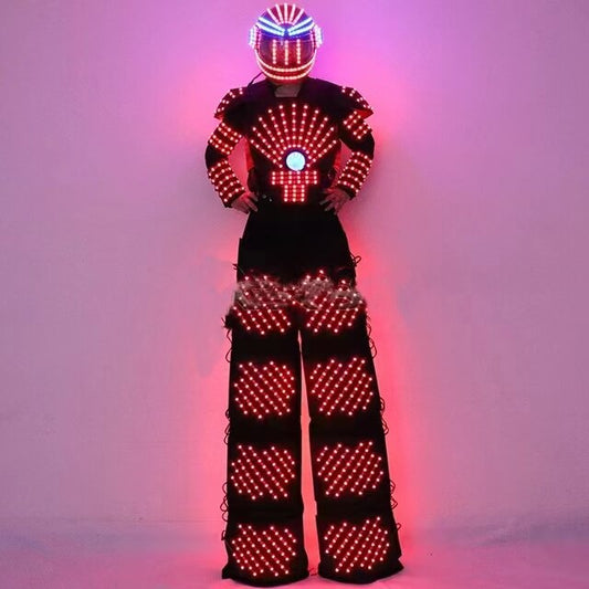LED ロボットスーツ Traje De ロボット ジャケット LED ヘルメット竹馬ウォーカースーツ服デビッド ゲッタロボット衣装