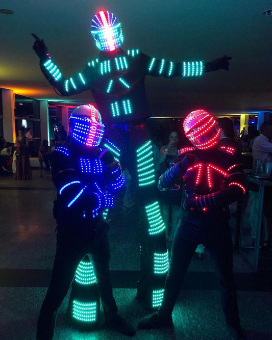 Traje de robot LED Disfraz de caminante en zancos iluminado