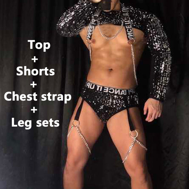 Colorful Silver Sequins Suit Nightclub Bar Ds Men Clothing