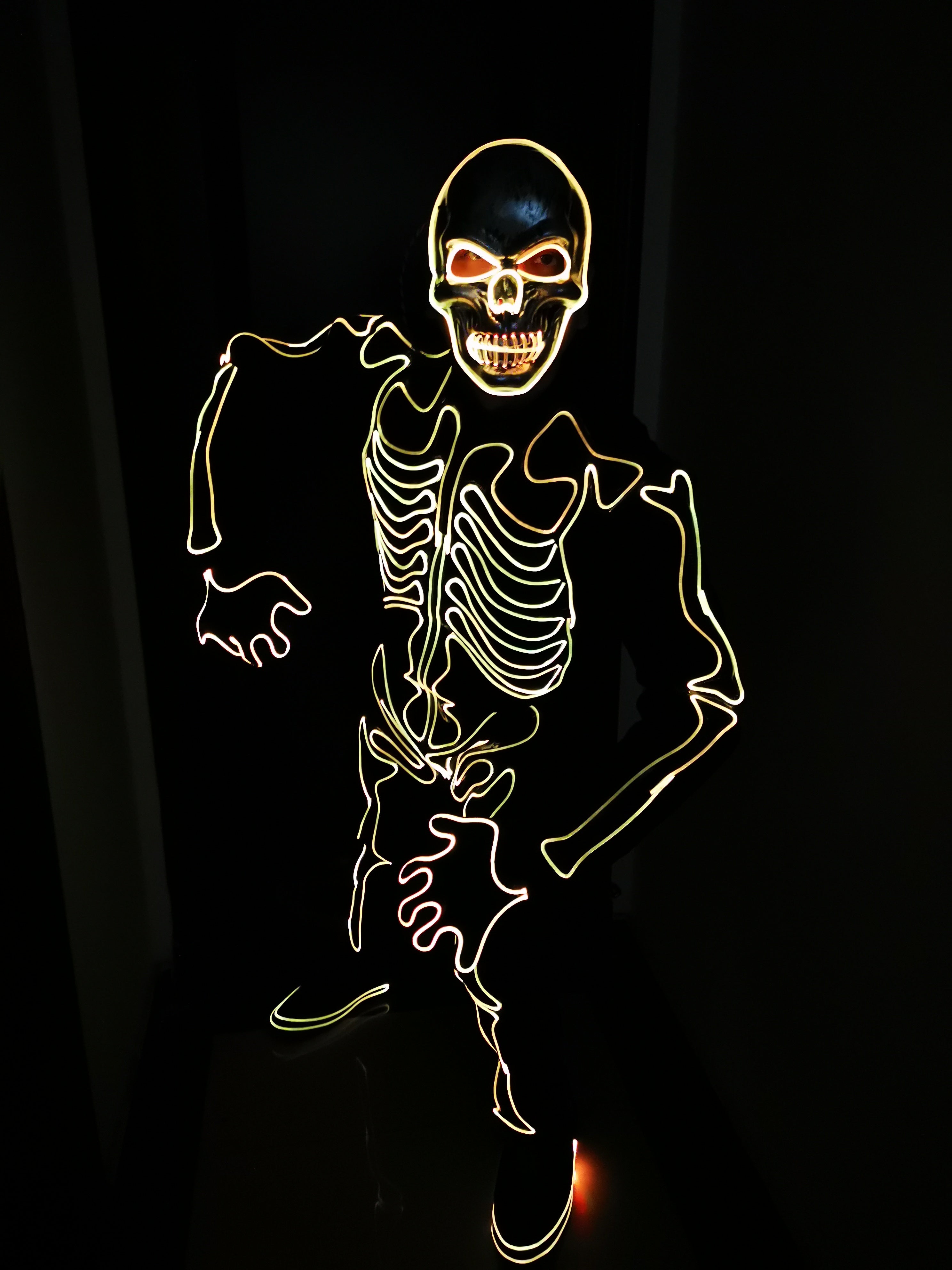 Halloween Mask LED Skeleton costume suit